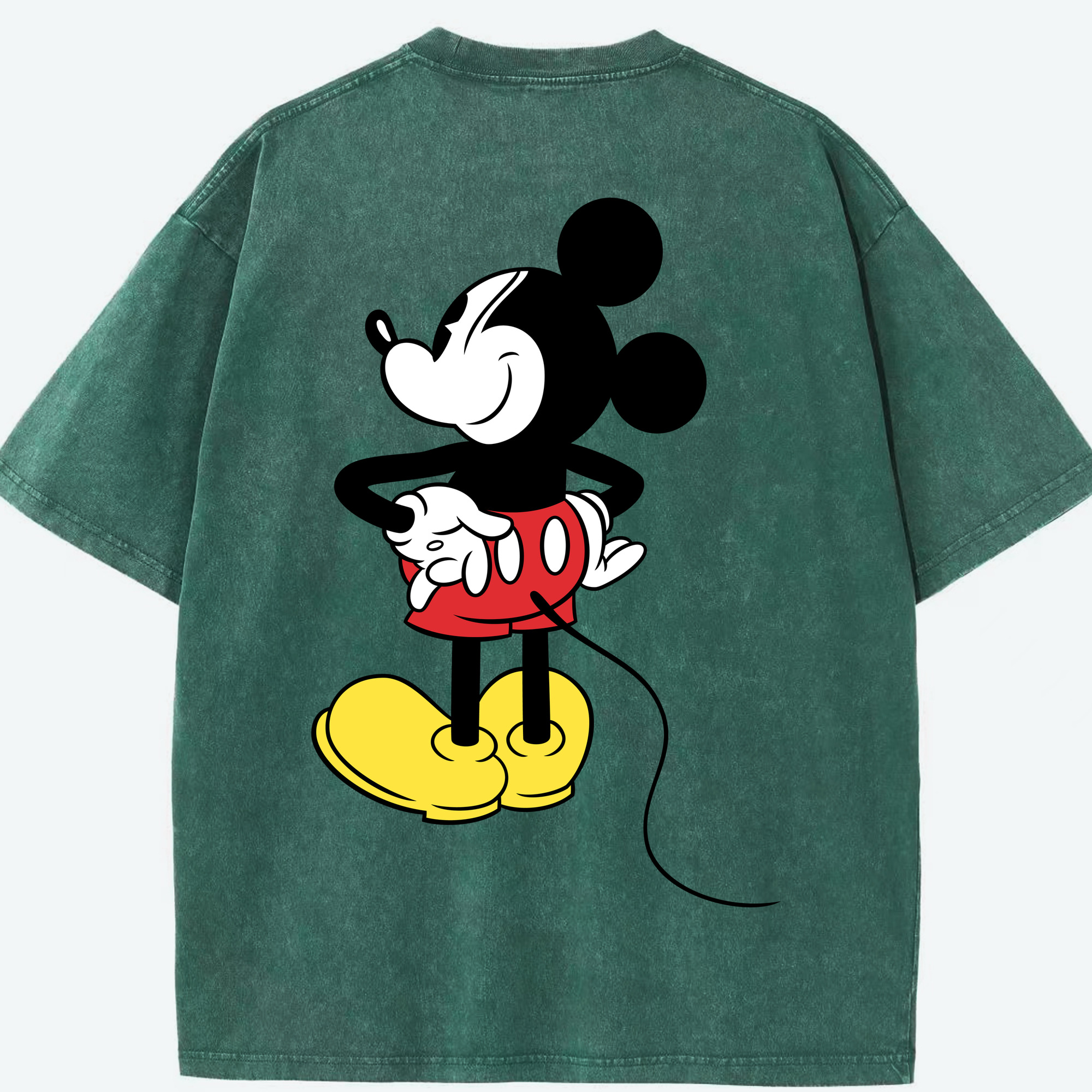 （画像用） ミッキーマウス Mickey Mouse 綿100% ヴィンテージ風 半袖Tシャツ（背面プリント）